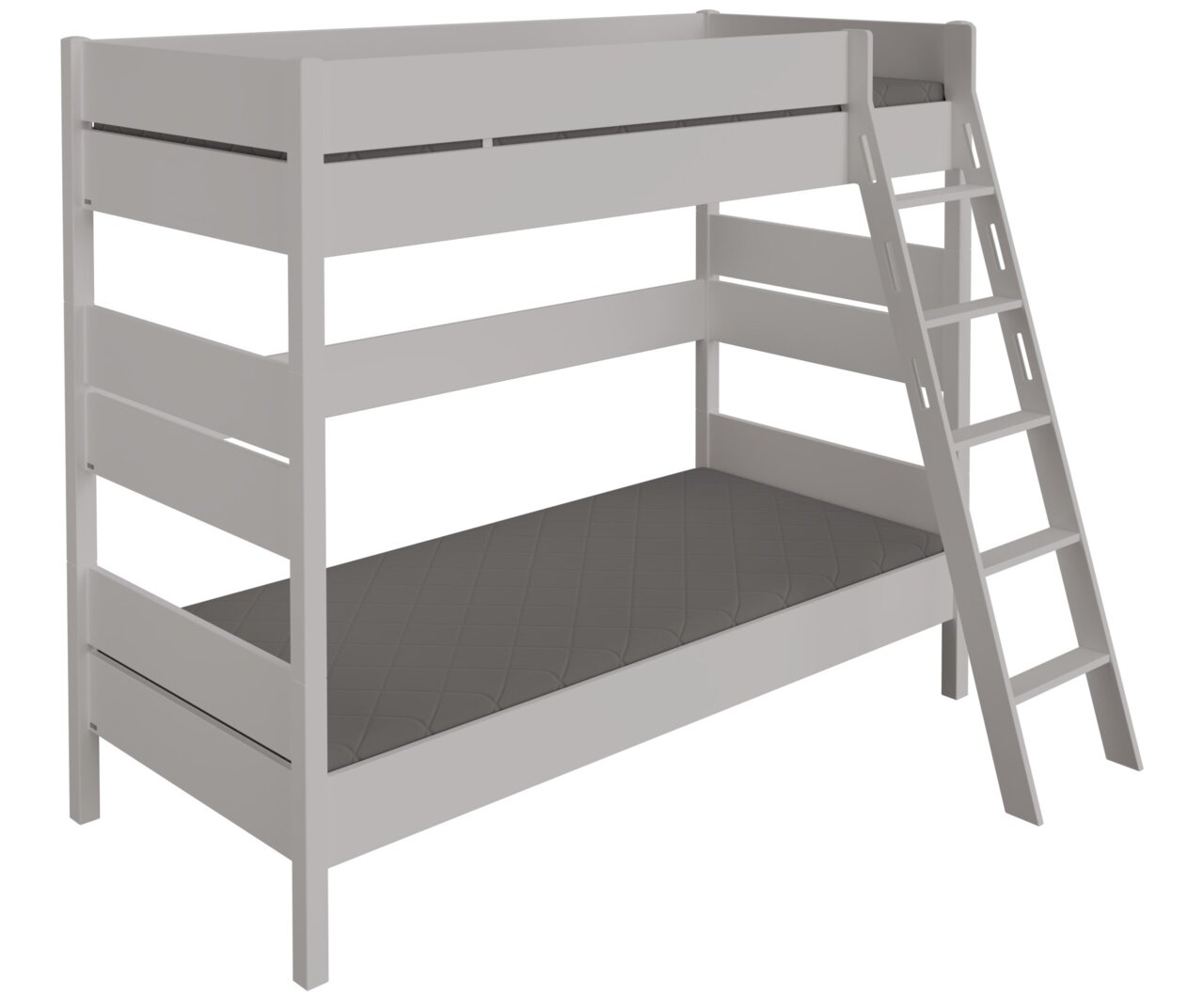 Wit stapelbed met ladder, zijaanzicht