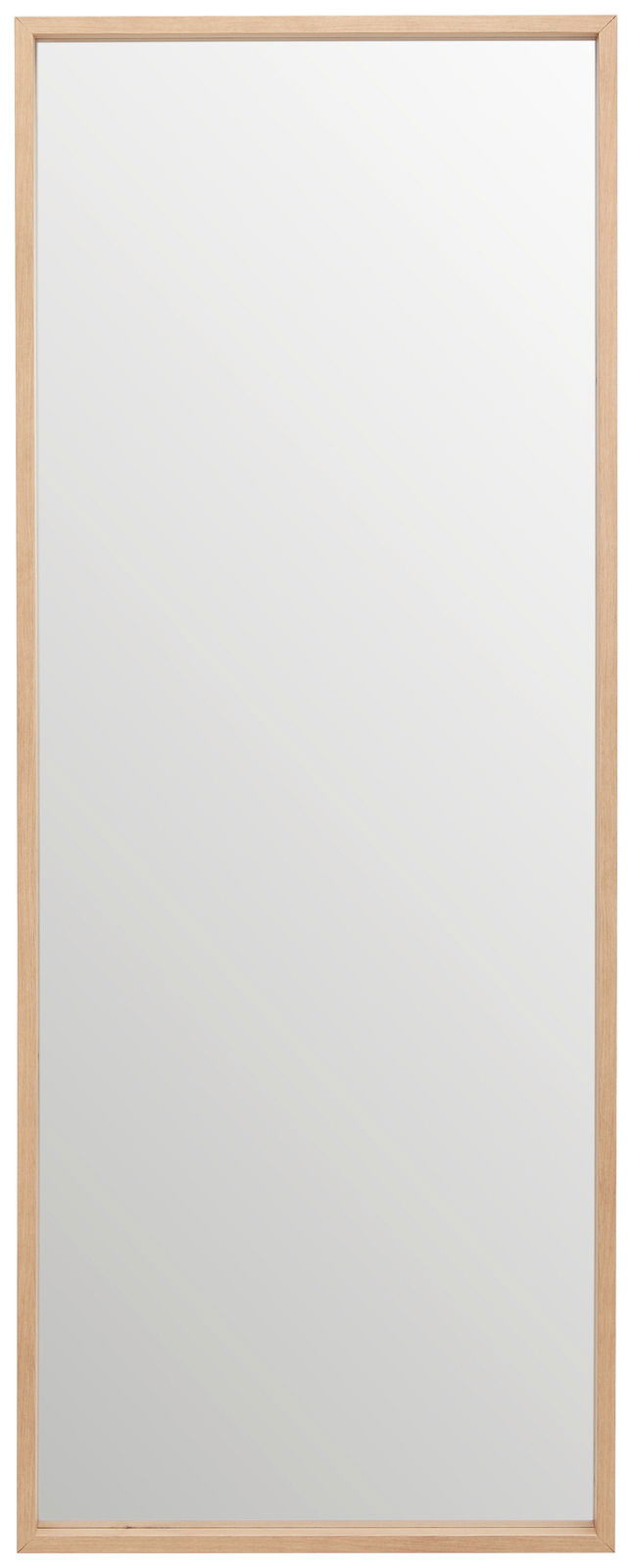Rechteckiger Spiegel mit Holzrahmen, frontal fotografiert
