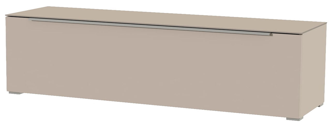 TV-Lowboard in Beige aus seitlicher Perspektive