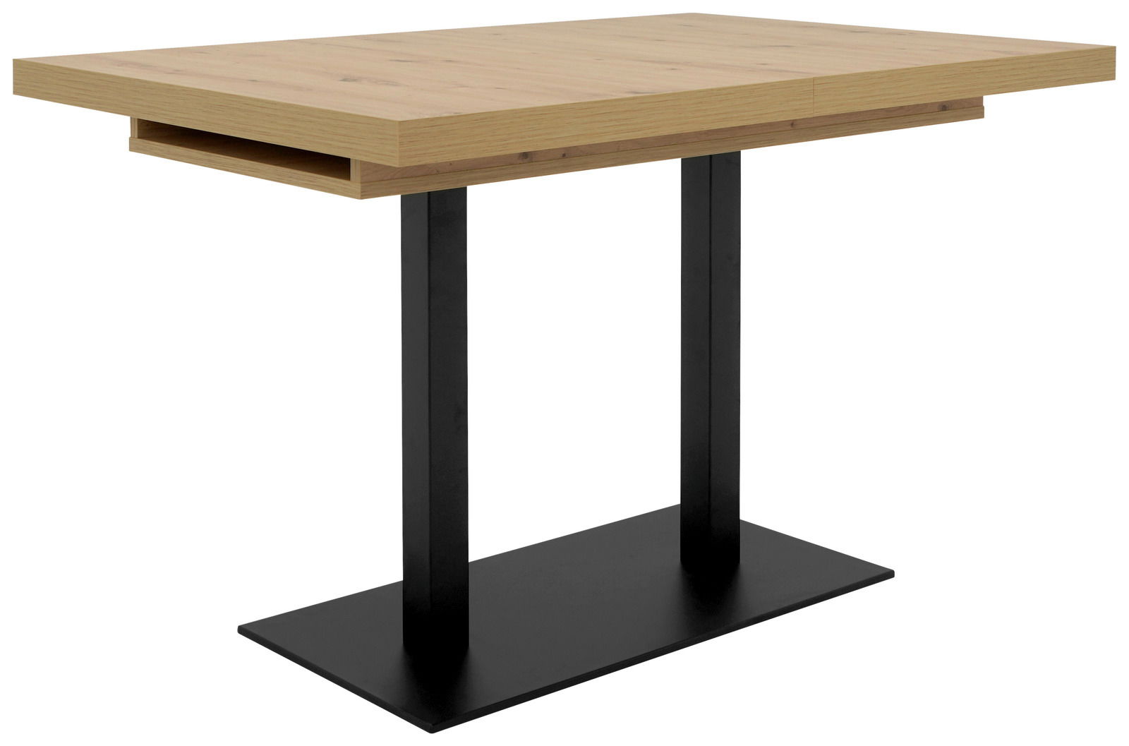 Z2 Esstisch QUADRATO Moderner Esstisch mit Holzplatte und schwarzem Metallgestell, seitliche Perspektive