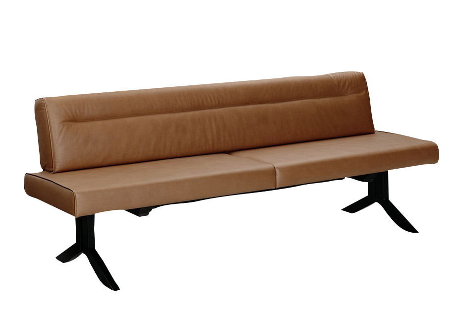 Moderano Sitzbank LAURA Braune Sitzbank Moderano LAURA mit schwarzem Metallgestell, seitliche Perspektive