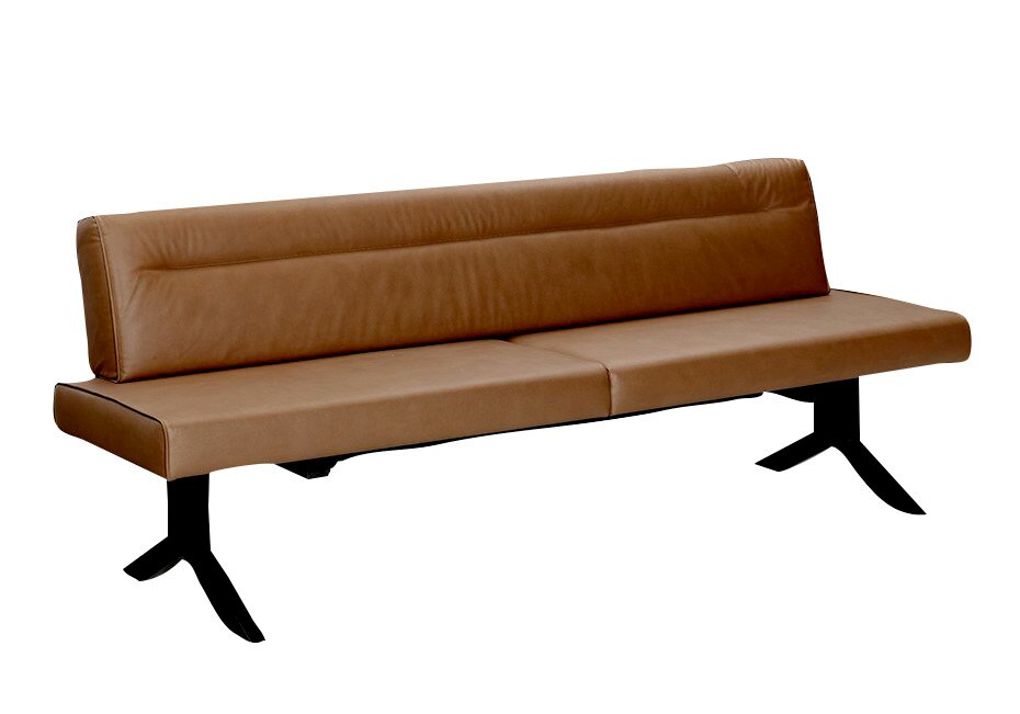Moderano Sitzbank LAURA Braune Sitzbank Moderano LAURA mit schwarzem Metallgestell, seitliche Perspektive