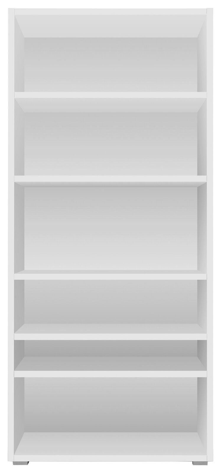 Z2 Regal IMAGE Weißes Regal mit fünf Einlegeböden, frontal abgebildet.