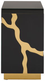 Moderner Beistelltisch in Schwarz mit goldenen Akzenten, Frontalansicht