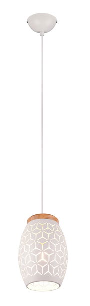 Moderne Pendelleuchte mit geometrischem Muster, seitliche Perspektive