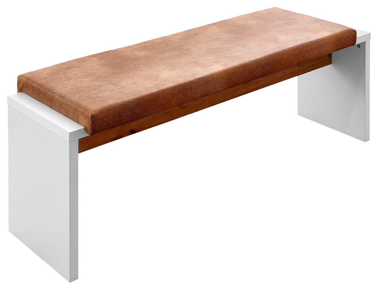 Z2 Bank SERPIO Bank mit weißem Gestell und brauner Polsterung, seitliche Perspektive
