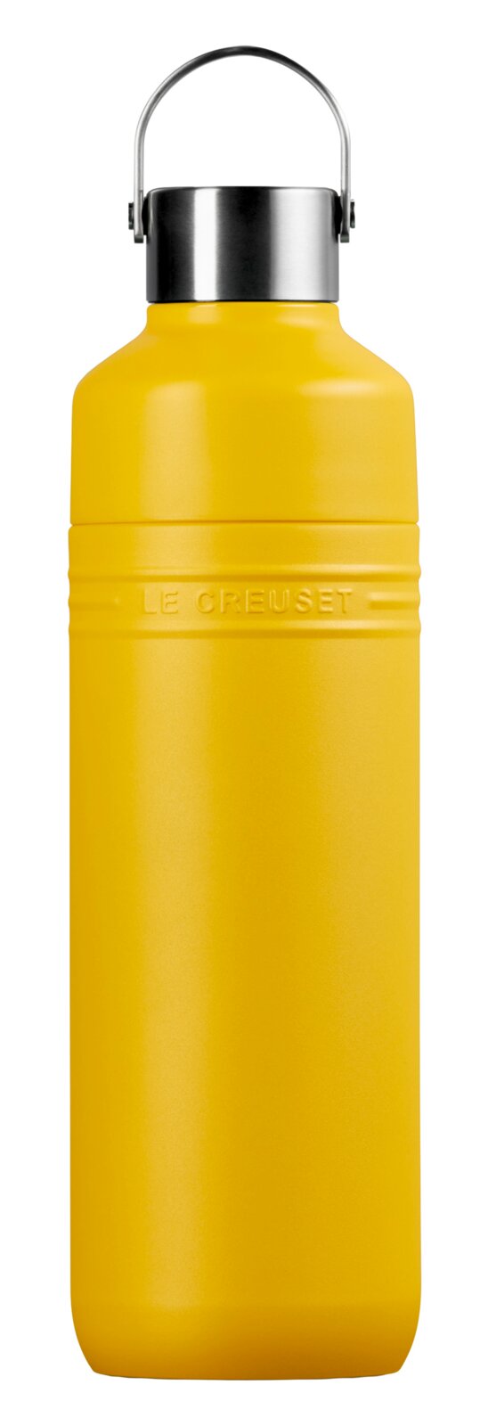 LE CREUSET Trinkflasche Nectar 1L ON THE GO Gelbe Trinkflasche 1L Nectar mit Edelstahlverschluss, Frontalansicht