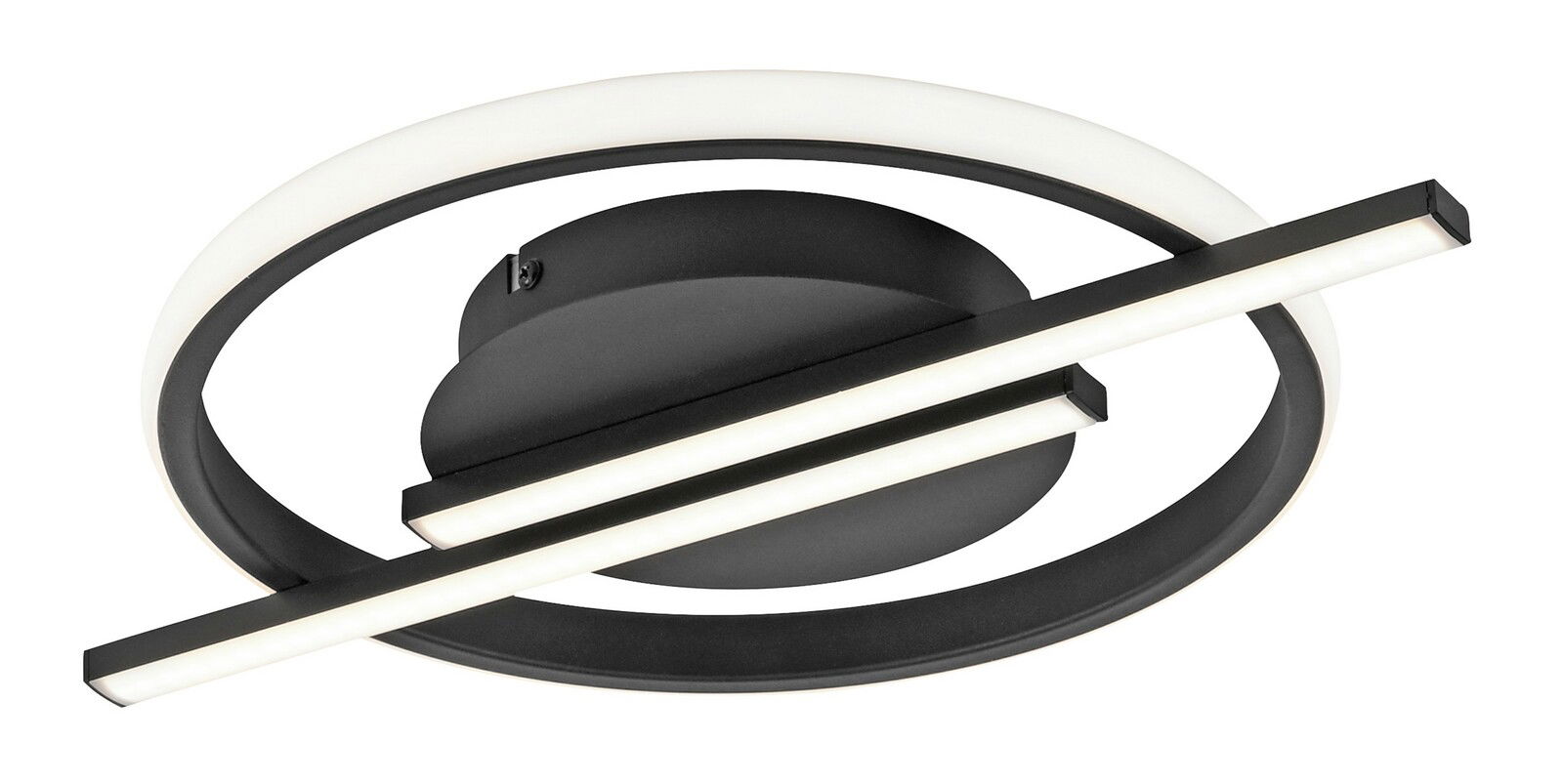 Just Light LED-Deckenleuchte KORSA Moderne LED-Deckenleuchte in schwarzem Design mit kreisförmigem und linearem Element, seitliche Perspektive