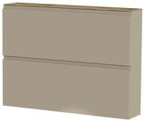 Hängeschuhschrank 2K-T22 in seitlicher Perspektive, zweifach unterteilt, in neutralem Beige.
