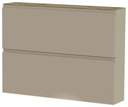 Hängeschuhschrank 2K-T22 in seitlicher Perspektive, zweifach unterteilt, in neutralem Beige.