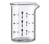 Glas-Messbecher mit Skala für Esslöffel und Teelöffel, seitliche Ansicht