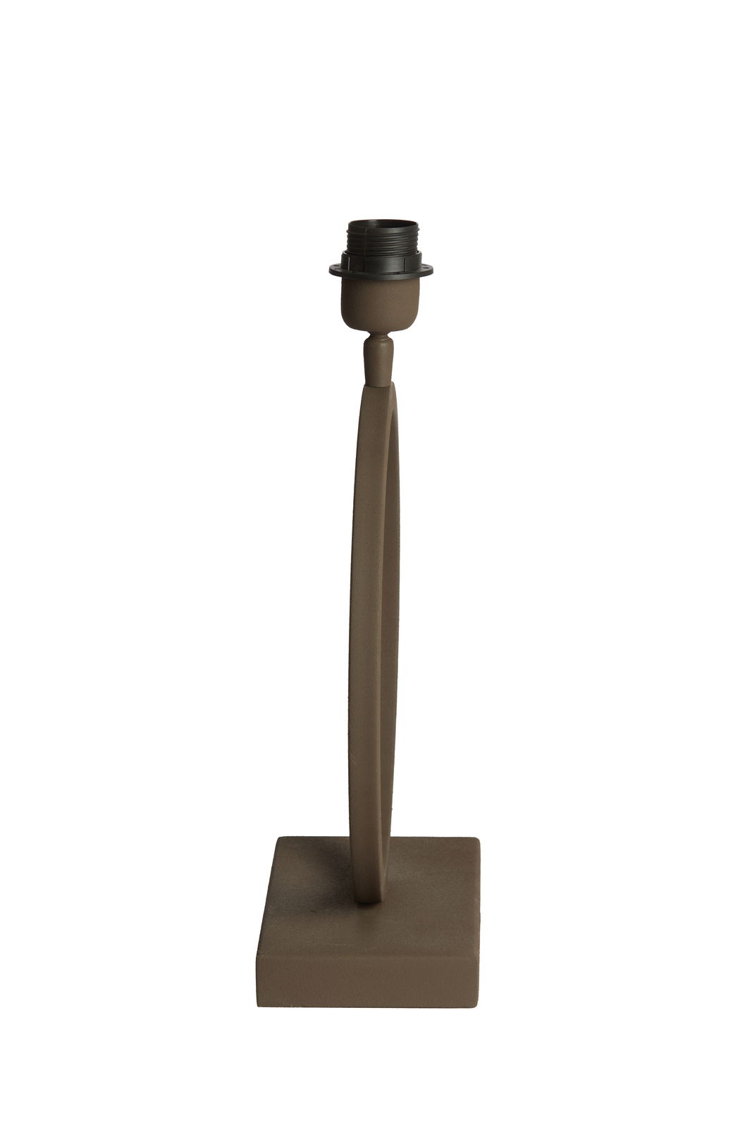 Brauner Lampenfuß aus Metall mit quadratischer Basis, seitliche Perspektive