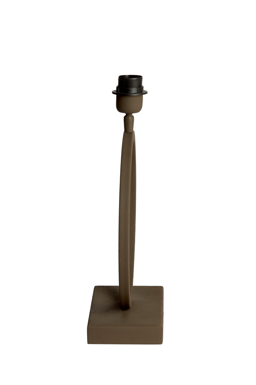 Brauner Lampenfuß aus Metall mit quadratischer Basis, seitliche Perspektive