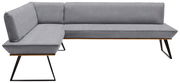 Graue Eckbank mit modernem Design, seitliche Perspektive
