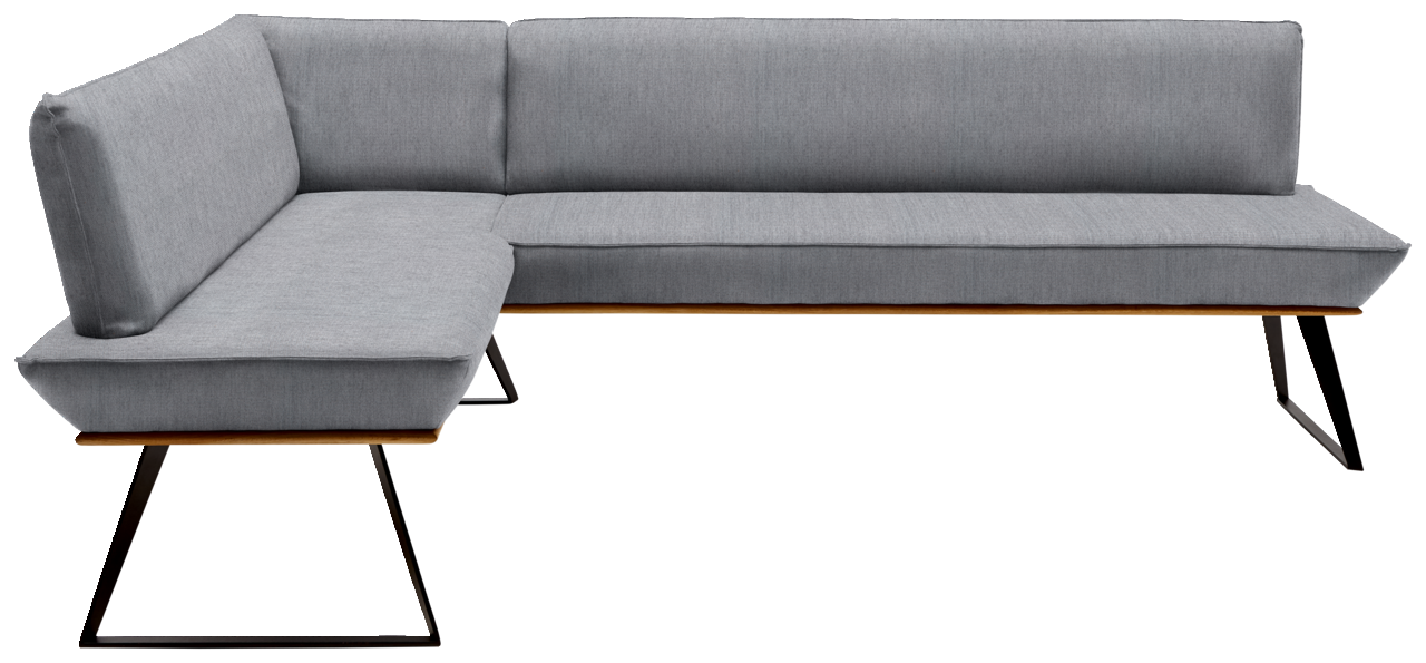 Voleo Eckbank 163x203 cm MALIBU Graue Eckbank mit modernem Design, seitliche Perspektive