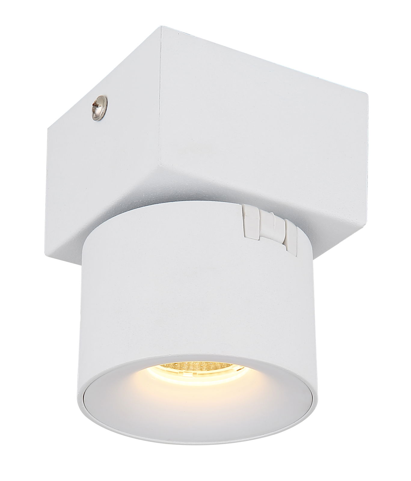 LED Strahler in weißer Farbe, Ansicht von unten mit leuchtendem Licht