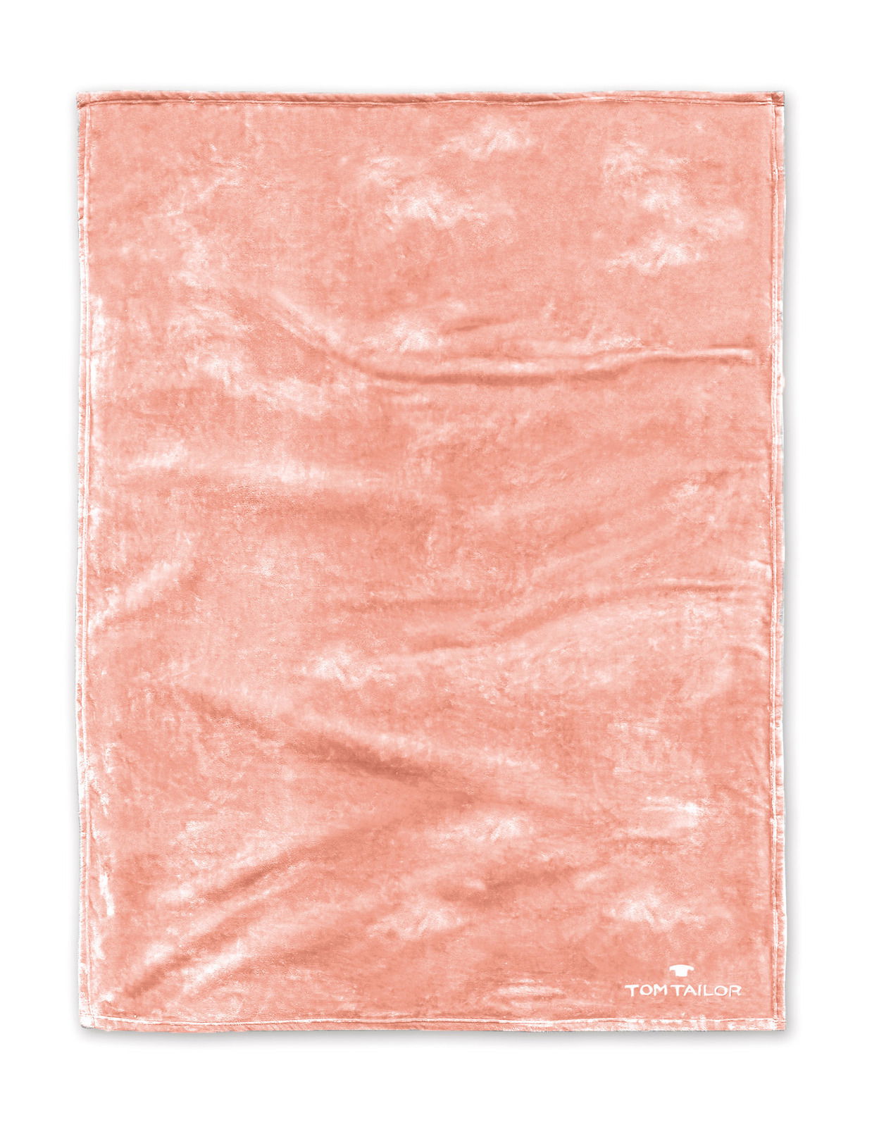 Weiche, rosafarbene Decke mit samtiger Textur, von oben betrachtet.