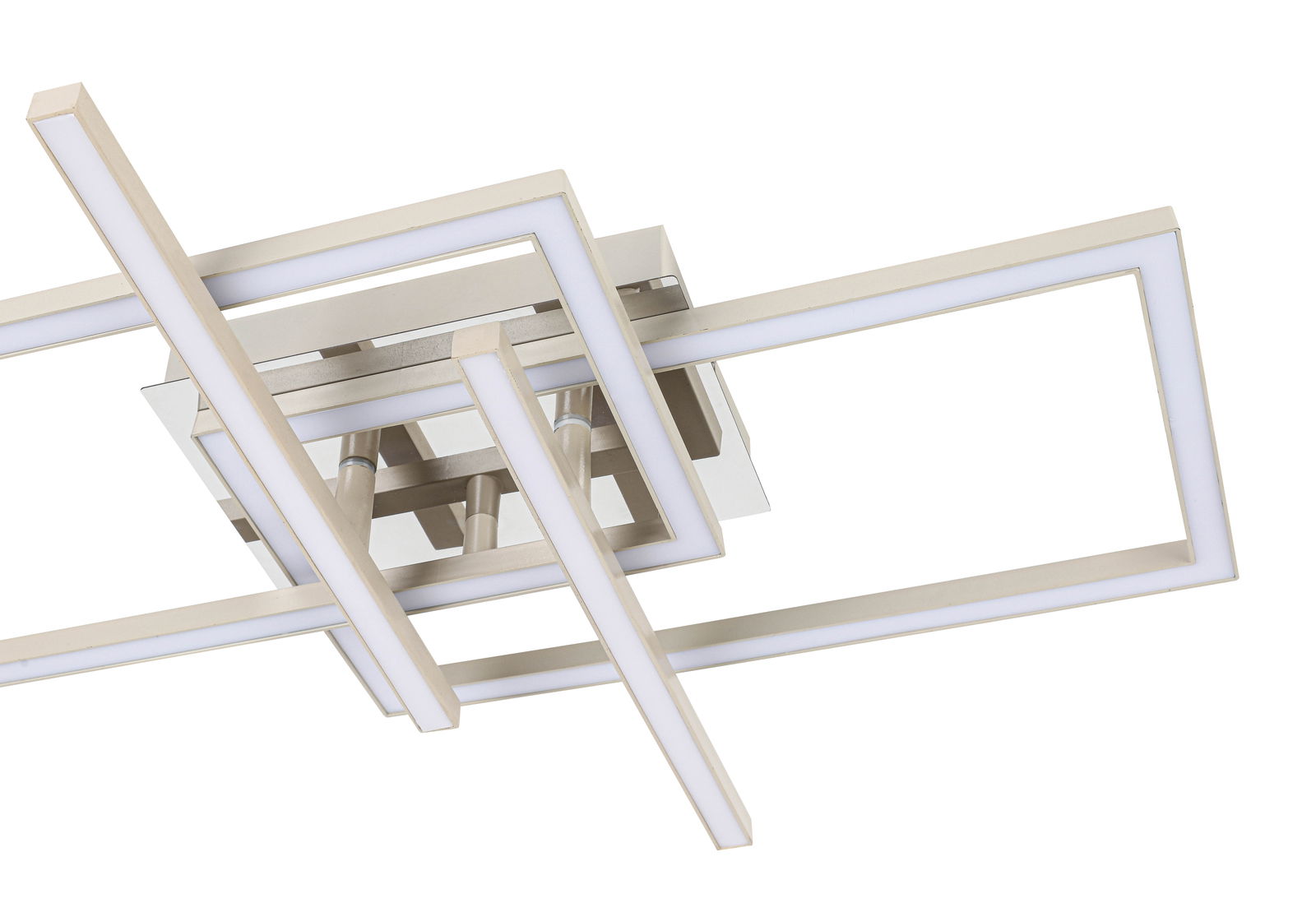 Moderne LED-Deckenleuchte mit geometrischem Design aus der Seitenperspektive