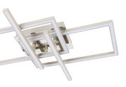 Moderne led-plafondlamp met een geometrisch ontwerp, gezien vanuit de zijkant