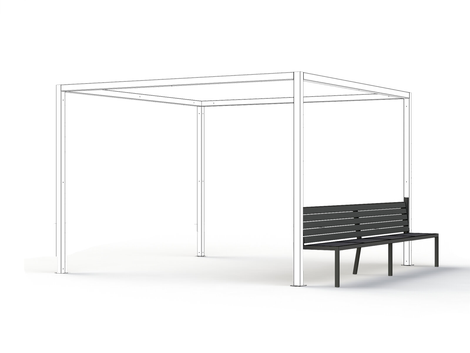 Siena Garden Bank SCHATTENMANUFAKTUR Moderne Bank mit Überdachung, seitliche Perspektive
