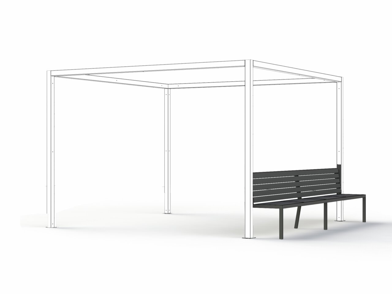 Siena Garden Bank SCHATTENMANUFAKTUR Moderne Bank mit Überdachung, seitliche Perspektive