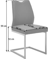 Moderner grauer Schwingstuhl mit Metallgestell, seitliche Perspektive