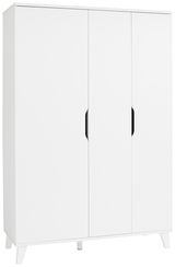 Moderner weißer Kleiderschrank mit drei Türen, Frontalansicht