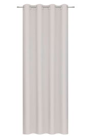 Ösenschal in heller Farbe, frontal fotografiert, mit gleichmäßigen Falten und Metallösen zur Aufhängung.