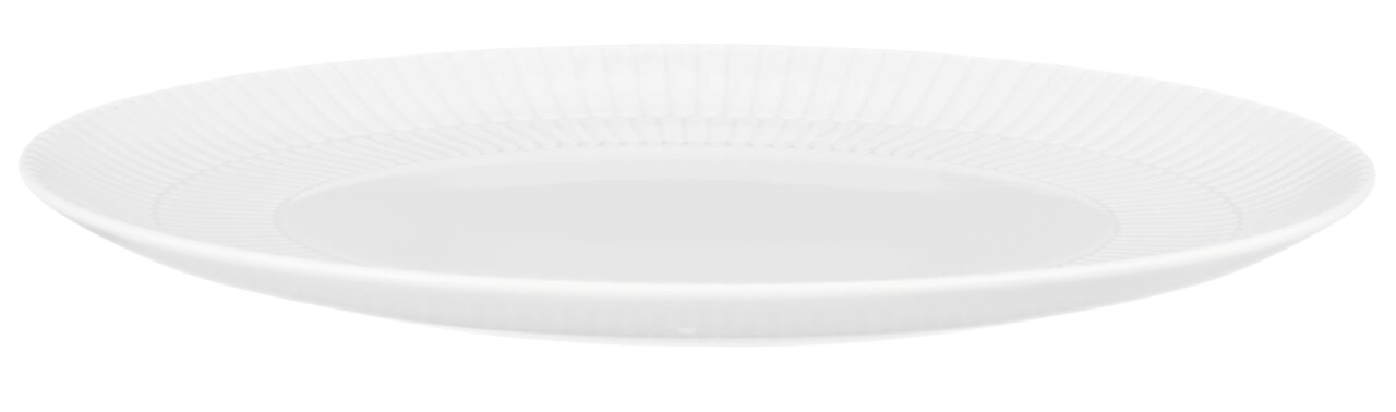 Seltmann Weiden Speiseteller AMINA Weißer, runder Speiseteller mit feiner Rillenstruktur, seitliche Perspektive