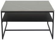 Moderner Beistelltisch mit grauer Tischplatte und schwarzem Gestell, Frontalansicht