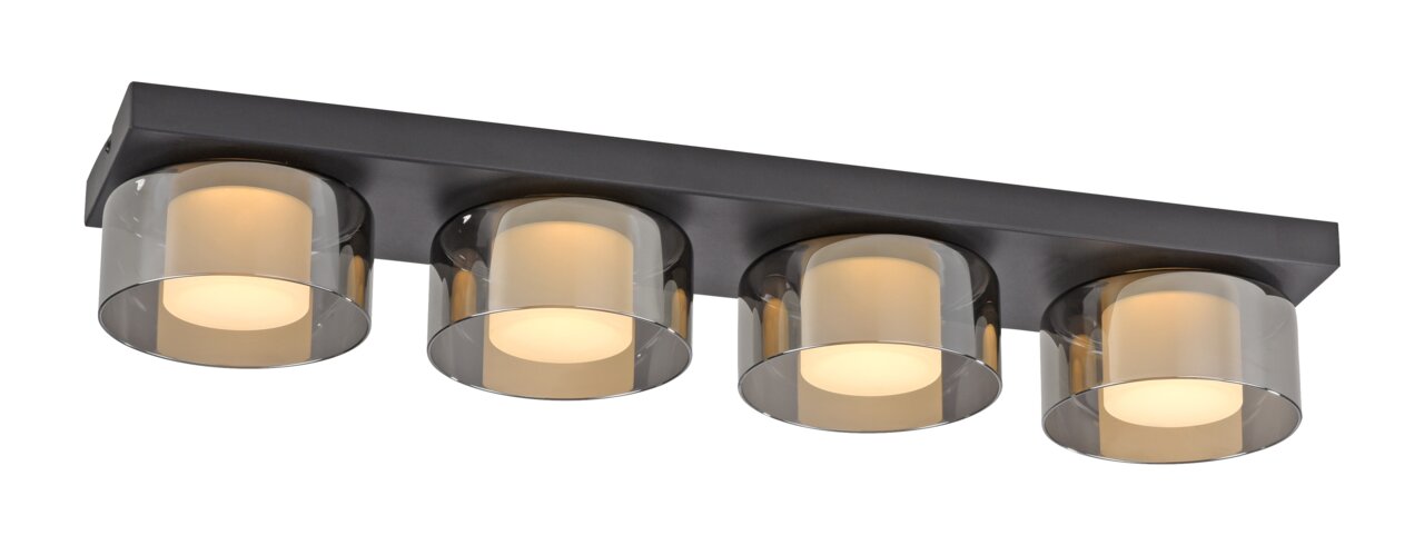 Moderne plafondlamp RIKA met vier cilindervormige lampen, zijaanzicht