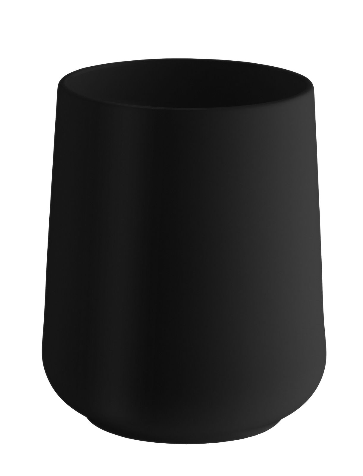 Beslagsboden Zahnputzbecher Schwarzer Zahnputzbecher aus Kunststoff, seitliche Perspektive