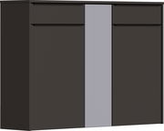 Vorderansicht eines XL-Hängeschuhschranks in dunkler Farbe mit vertikalen Streifen in der Mitte.