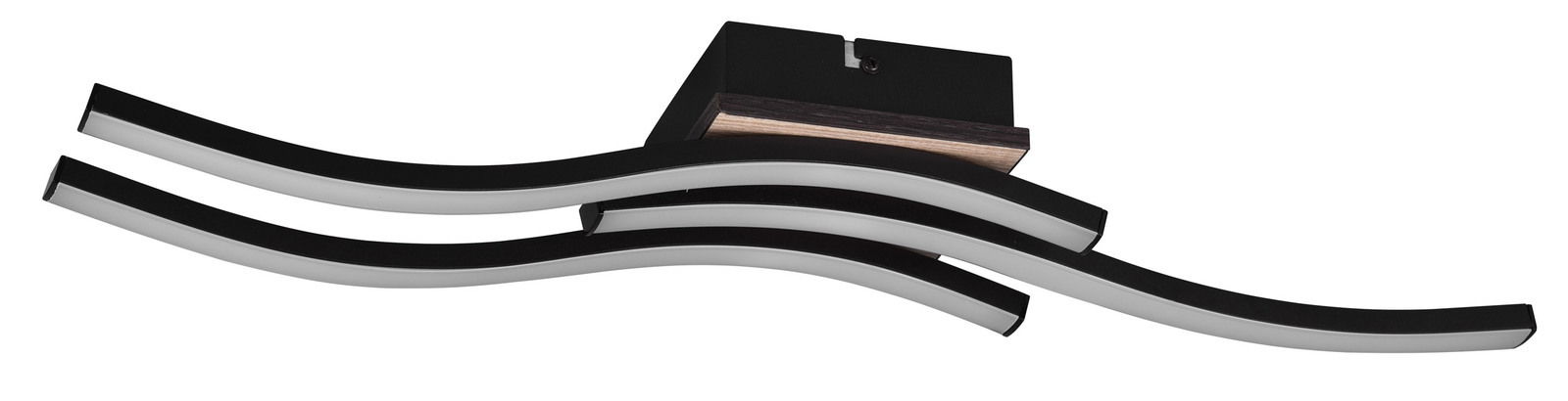 Moderne Deckenleuchte mit geschwungenem Design, seitliche Perspektive