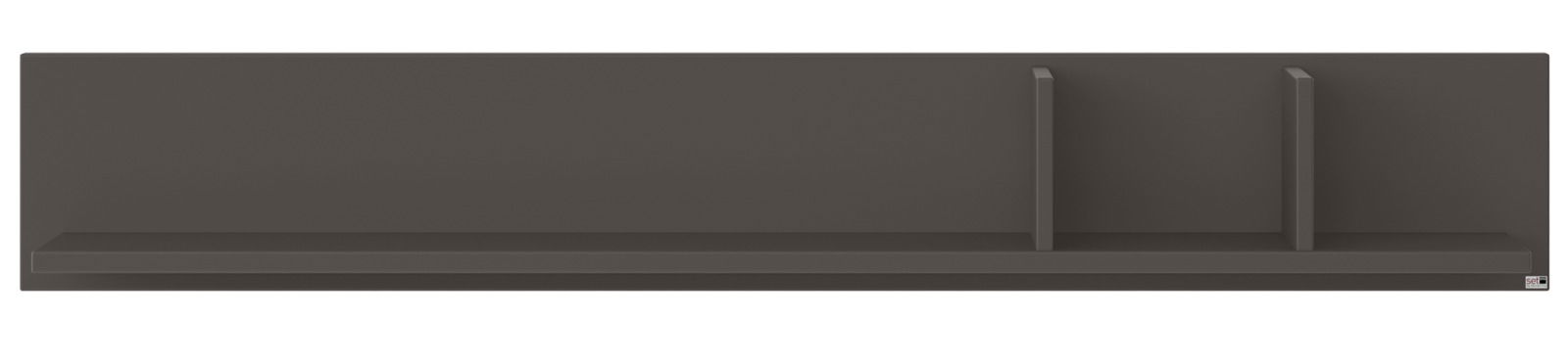 Set one by Musterring Wandboard TACOMA Frontale Ansicht eines modernen, dunkelgrauen Wandboards mit zwei vertikalen Trennwänden.