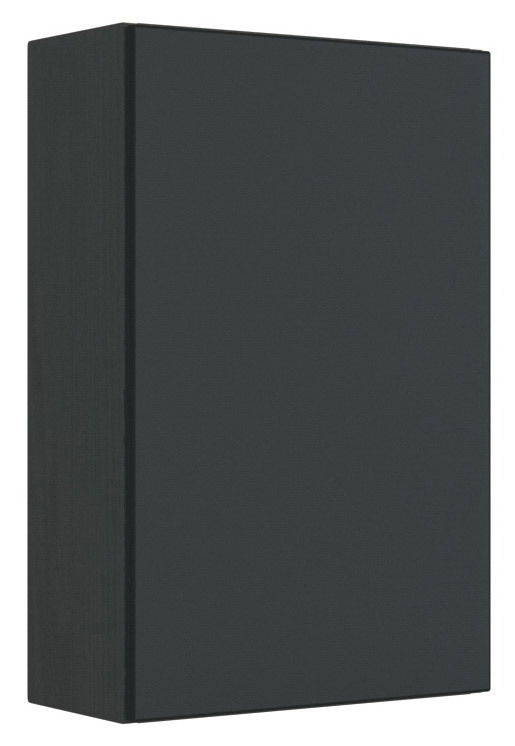 Schwarzer Hängeschrank in seitlicher Perspektive