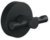 Schwarzer Bademantelhaken aus Metall, seitliche Perspektive