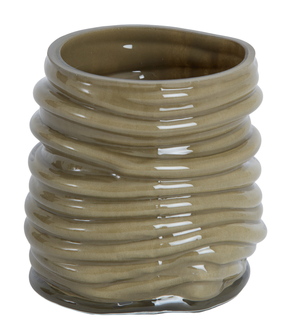 Light&Living Teelicht MILYAN 10,5cm Braunes, geriffeltes Teelicht aus Keramik, seitliche Perspektive