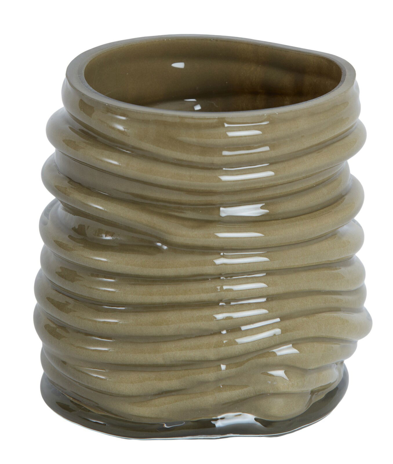 Light&Living Teelicht MILYAN 10,5cm Braunes, geriffeltes Teelicht aus Keramik, seitliche Perspektive