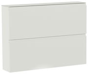 Moderner Hängeschuhschrank in Weiß mit zwei Klappen, seitliche Perspektive