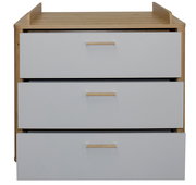 Wickelkommode mit drei Schubladen, Holzoptik, Frontalansicht