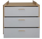 Wickelkommode mit drei Schubladen, Holzoptik, Frontalansicht