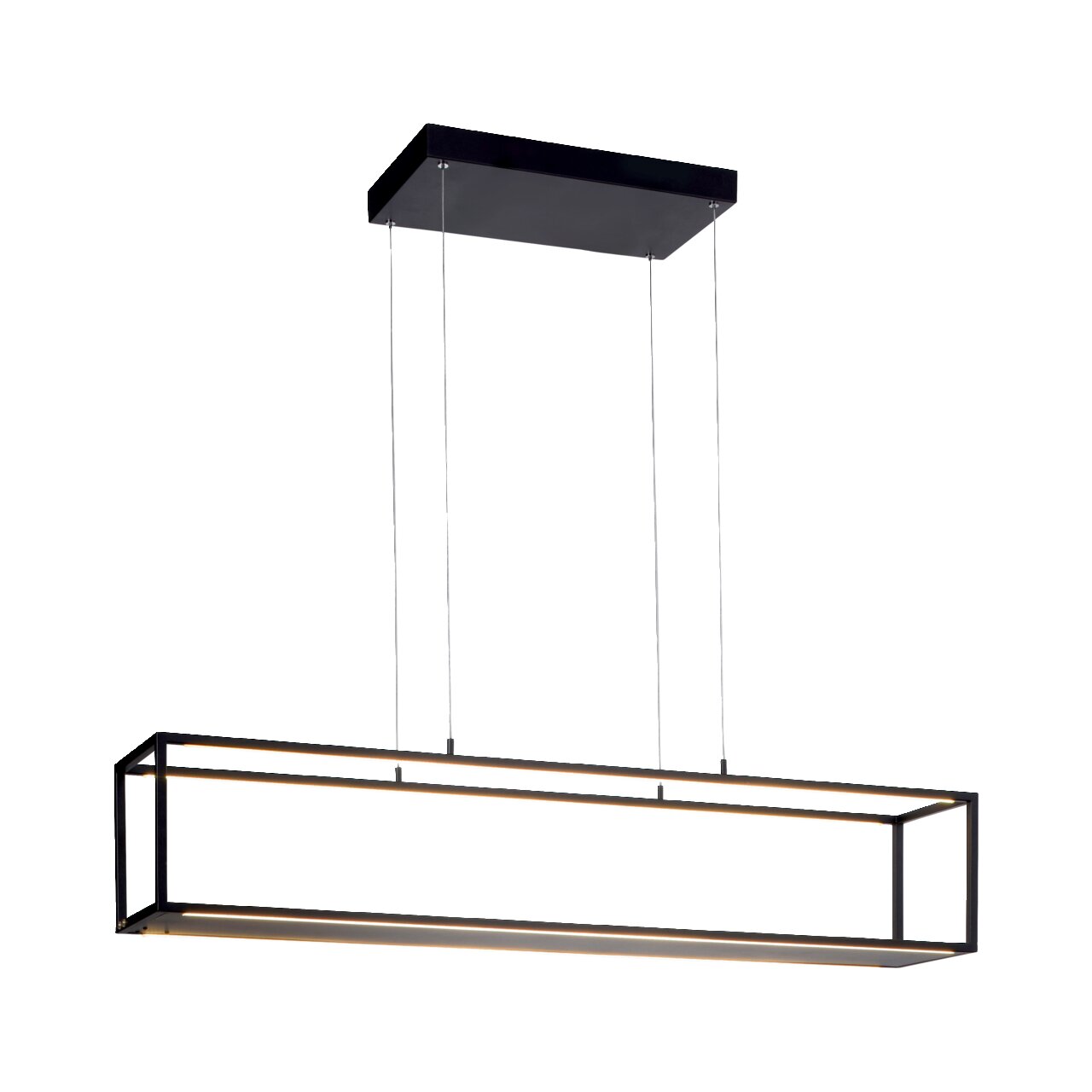 Moderne schwarze Pendelleuchte CONTURA von Paul Neuhaus, rechteckiges Design, seitliche Perspektive