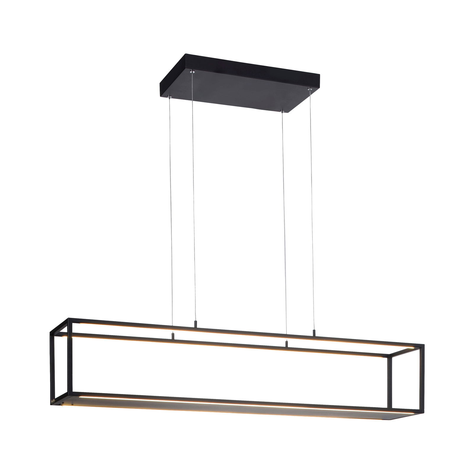 Paul Neuhaus Hanglamp, zwart CONTURA Moderne schwarze Pendelleuchte CONTURA von Paul Neuhaus, rechteckiges Design, seitliche Perspektive