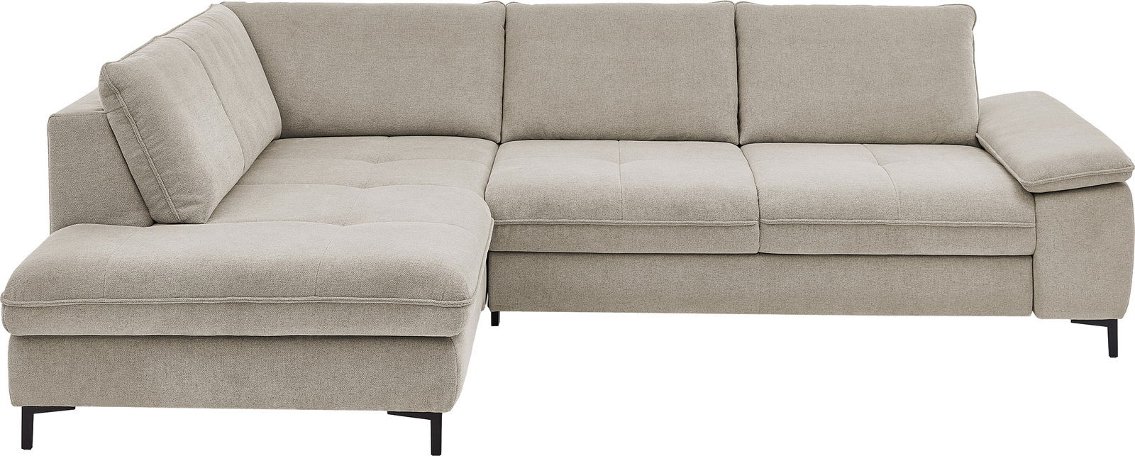 Beige Eckgarnitur mit modernem Design, Ansicht von vorne links