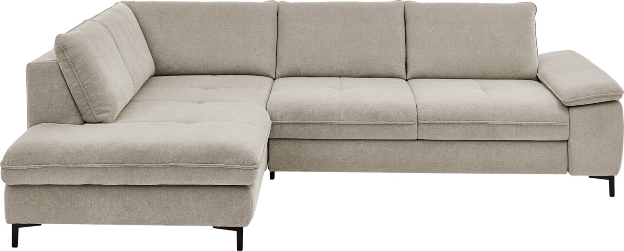 Beige Eckgarnitur mit modernem Design, Ansicht von vorne links