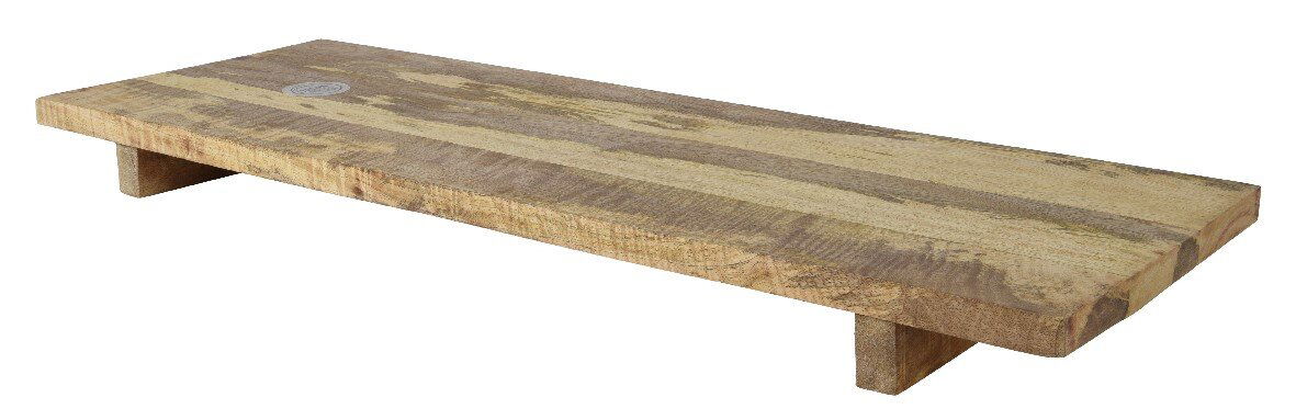 Holztablett mit Fuß, seitliche Perspektive