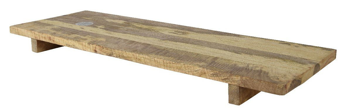 Holztablett mit Fuß, seitliche Perspektive