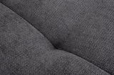 Nahaufnahme der grauen Stoffstruktur der Hockerbank FELLINI II, zeigt die Textur und Detailansicht des Materials.
