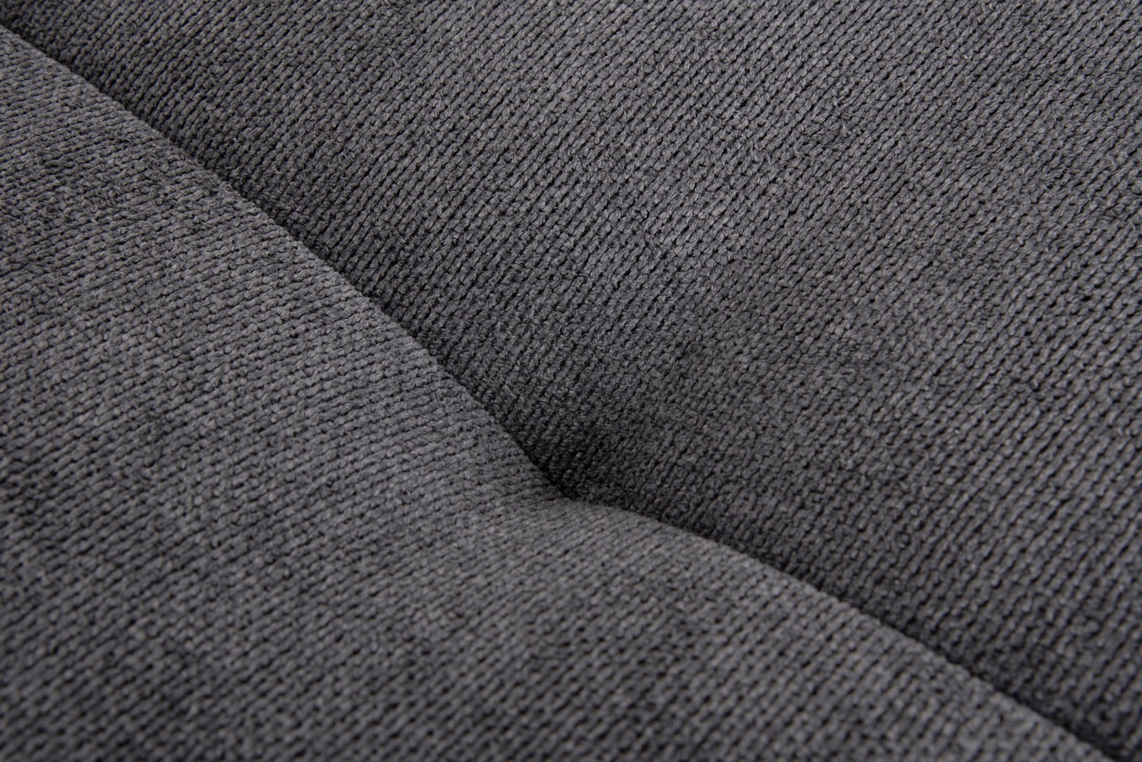 Nahaufnahme der grauen Stoffstruktur der Hockerbank FELLINI II, zeigt die Textur und Detailansicht des Materials.
